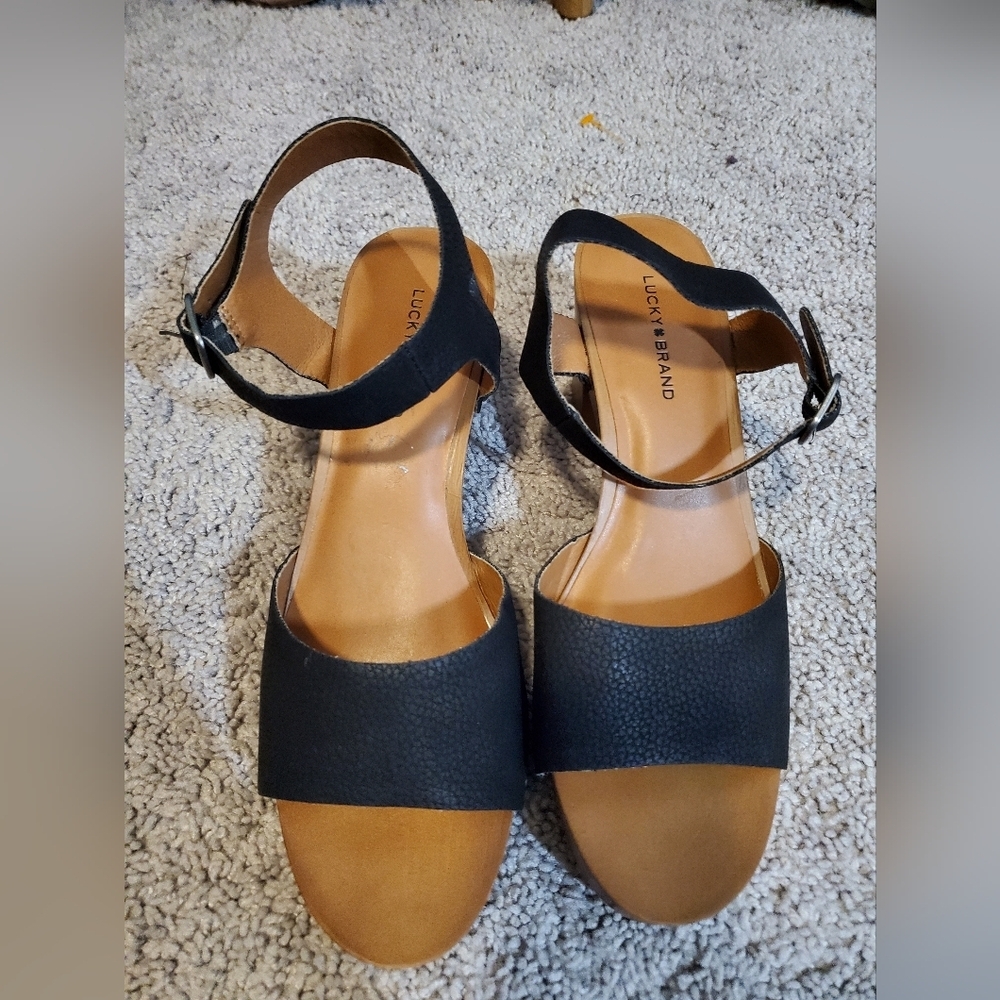 Lucky Brand Black Women's Open Toe Sandals Size 9.5